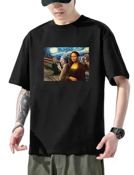 World Famous Painting T-shirt Man Spoof Mona Lisa Last Supper Vintage Oil Painting Cat Print Dress Woman Harajuku Graphic TEE - Aliexpress - FashionsVida