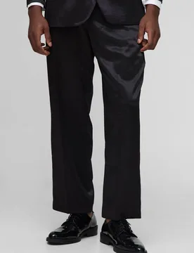 Herren Entspannte Passform Hochglanz-Satin-Hose Black Größe 34 - boohooMAN - FashionsVida