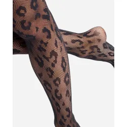 Panty de rejilla con estampado leopardo