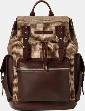 Mochila multibolsillos con detalles en piel - BRUNELLO CUCINELLI - FashionsVida