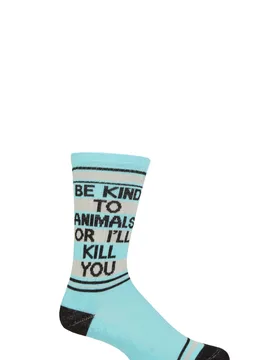 Pair Be Kind to Animals or I'll Kill You Cotton Socks Multi One Size - Multi Coloured - Size: One Size - Gumball Poodle - FashionsVida