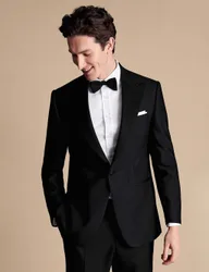 Slim Fit Pure Wool Suit Jacket Black male