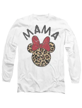 Unisex Minnie Mouse Mother's Day Leopard Print Mama Long Sleeve T-Shirt, White Size: Small - White - Size: S - Disney - FashionsVida