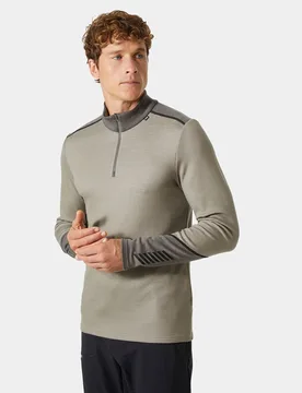 Men's Lifa Merino Midweight 1/2 Zip Base Layer Grey 2XL - Terrazzo Grey - Male - Helly Hansen - FashionsVida