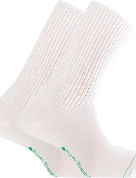 Punto - Pack de 2 pares de calcetines cortos de bambú y viscosa de hombre con puño canalé - Punto Blanco - FashionsVida