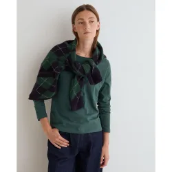 Camiseta básica de mujer de manga larga con cuello redondo