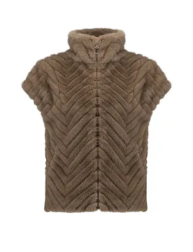 Chaleco con aspecto de piel camel M - Joseph Ribkoff - FashionsVida