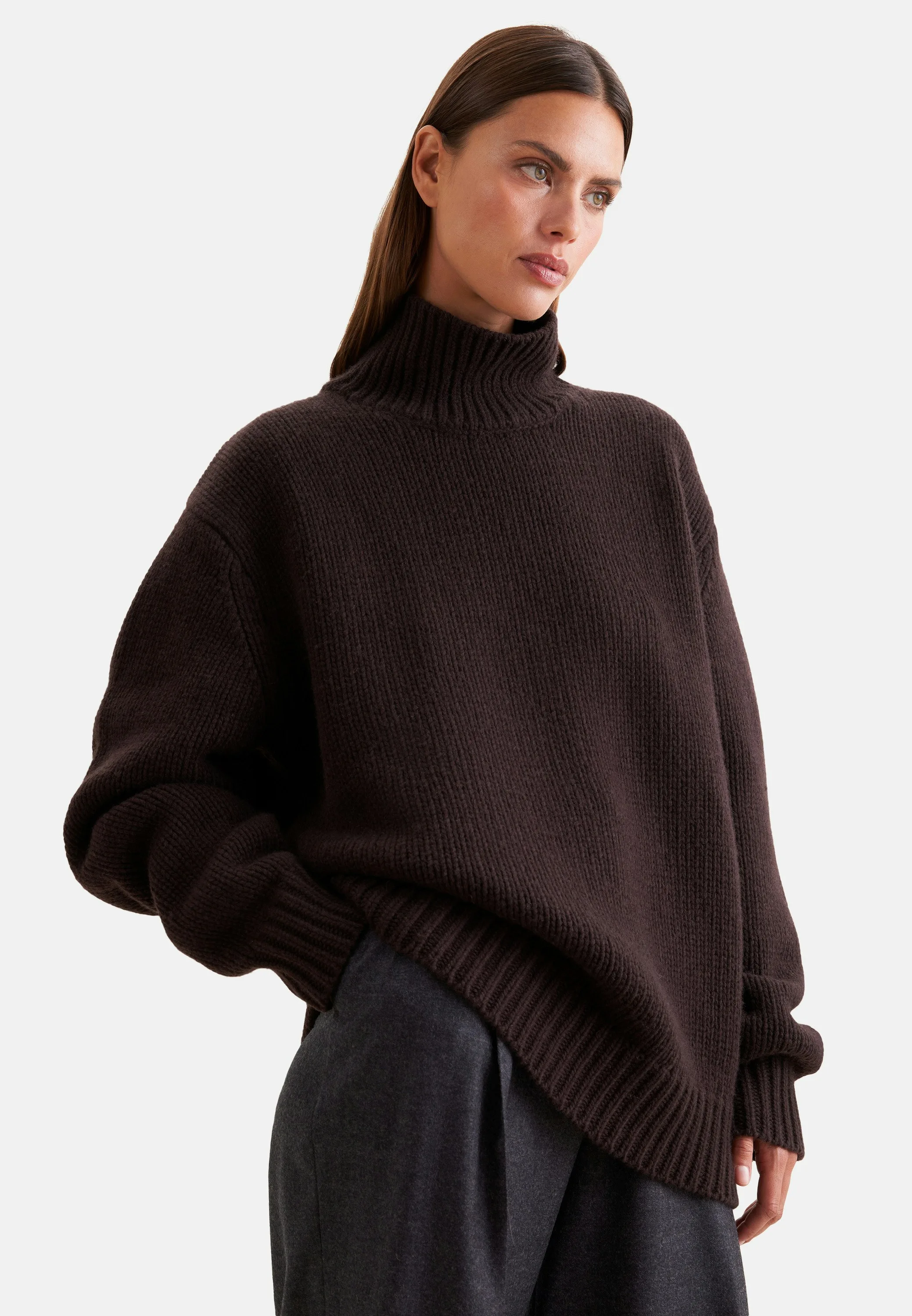 Oversize Rollkragenpullover mit Kaschmir Braun **** - Seidensticker - FashionsVida