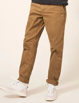 Organic Sutton Chino Trousers - Mid Brown - White stuff - FashionsVida