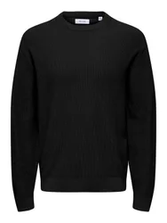 Sweatshirt - ONSTONY RLX 12 LS WAFFLE CREW KNIT NOOS - S bis XXL - für Männer - Größe S - schwarz - Männer - male