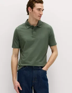 Pure Cotton Jersey Polo Shirt Moss Green male - M&S - FashionsVida
