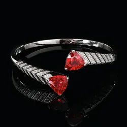 Jewelry with copper base, gold-plated, colored gemstone corundum, triangular elegant bracelet for women 12*12