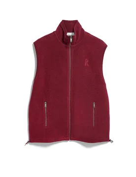 Gilet in pile da donna rosso S - Armedangels - FashionsVida