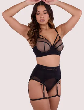 Women's Josie Black Mesh 'Suspender Belt' Size: 20 - Black - Size: 20 - Playful Promises - FashionsVida