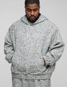 Herren Plus Bouclé Boxy Oversized Hoodie Sweatshirt Black Größe 2XL - boohooMAN - FashionsVida