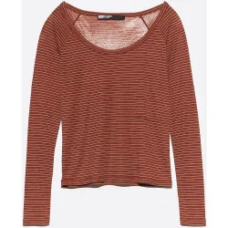 Camiseta de mujer lino ajustada rayas