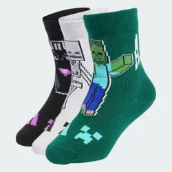 CALZINI MINECRAFT BAMBINI 3 PAIA PER CONFEZIONE 40-42 Light Solid Grey / Collegiate Green / Black