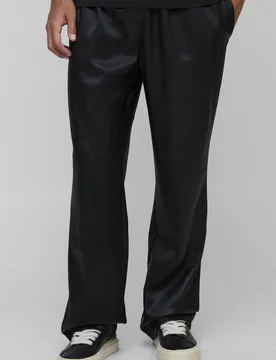 Herren Hohe Plissierte PU Relaxed Fit Hose Black Größe Small - boohooMAN - FashionsVida
