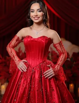 Red Quinceanera Dresses off-shoulder Glitter Crystal Decal Long tail Vestido De 15 Quinceanera Customize - Aliexpress - FashionsVida