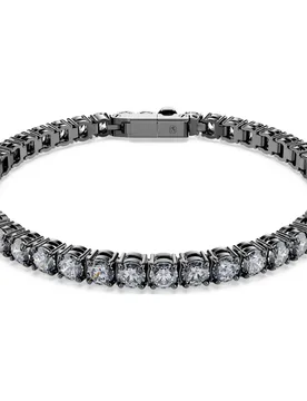 Braccialetto Matrix Tennis, Taglio Round, Grigio, Placcato rutenio S - Swarovski - FashionsVida