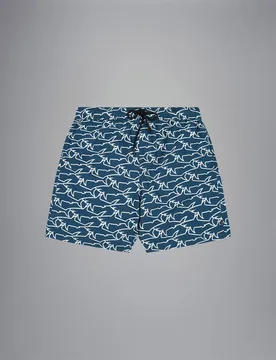 Paul & Shark - Bañador bermuda corto de hombre fantasía con tiburones - PAUL & SHARK - FashionsVida