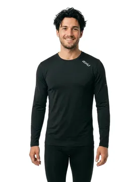 Maglietta A Maniche Lunghe Aero Mesh Black / Silver S - 2XU - FashionsVida