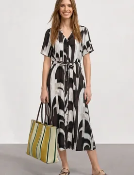 Midi-Kleid mit V-Neck und Print female Braun - Street One - FashionsVida