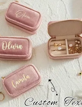 Pieza Caja de joyas de terciopelo personalizada, caja de almacenamiento de joyas de viaje personalizable, regalo para dama de honor, regalo de cumplea - Shein - FashionsVida