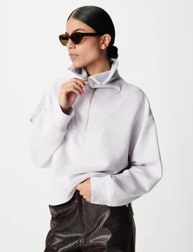 Sudadera de mujer holgada con media cremallera - IKKS - FashionsVida