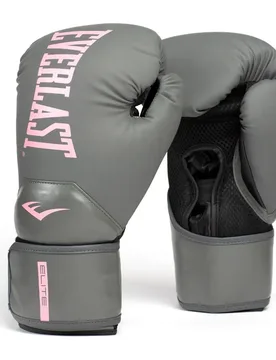 Gants De Boxe En Cuir Synthétique Elite 2 Grey / Pink 14 oz - Everlast - FashionsVida