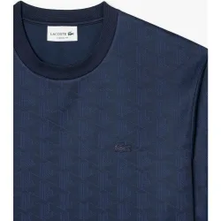 Camiseta de hombre de jacquard con monograma en azul de manga corta