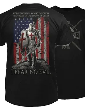I Fear No Evil -Psalm 23:4 American Crusader T Shirt. 100% Cotton Short Sleeve O-Neck Casual T-shirts Loose Top New Size S-3XL - Aliexpress - FashionsVida