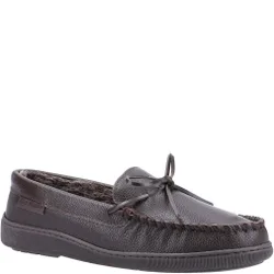 Mens Ace Leather Slippers (Brown) - Size Uk 9
