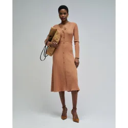 Vestido midi de punto canalé de mujer