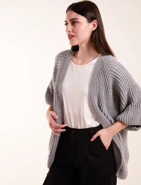 Knitted Mid Length Cardigan - ONE / GREY - female - Blue Vanilla - FashionsVida