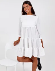 Textured Tiered Dress - S / IVORY - female