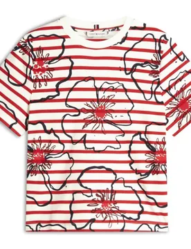 Camiseta de mujer de rayas con estampado floral gráfico - Tommy Hilfiger - FashionsVida
