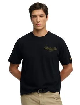 T-shirt à Manches Courtes Heritage Biker Loose Fit Jet Black S - Superdry - FashionsVida