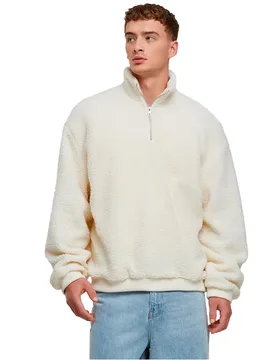 Maglione Con Mezza Zip Oversized Teddy White Sand 4XL - Urban classics - FashionsVida