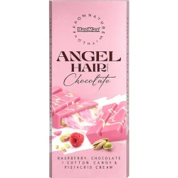Tableta de chocolate con leche, fresa y relleno de cabello de ángel