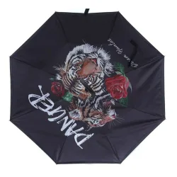 Women's Tiger Rose Upside Down Umbrella in Black - Black - Size: One Size