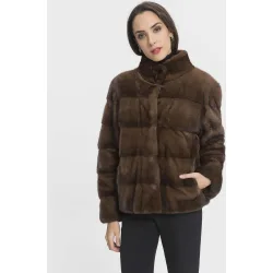 Chaqueta de pelo de mujer de visón con bolsillos