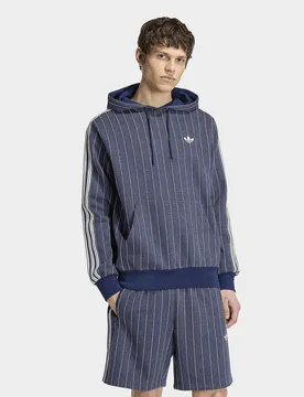 Mens Felpa Con Cappuccio Pinstripes - Blu, blu blu Uomo taglia L - Adidas - FashionsVida