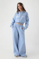 Womens Funnel Neck Zip Through Hooded Tracksuit - Light Blue Cotton - Size 3xl
