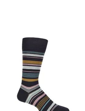 Men's 1 Pair Pantherella Hamnet Multi Stripe Merino Wool Socks Navy 7.5-9.5 Mens - Blue - Size: 7.5-9.5 Mens - SockShop - FashionsVida