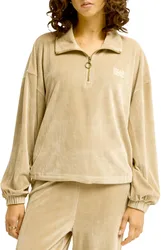Haut en maille côtelé demi-zippé - Coffee Time Cobblestone - Solid - Taille S - Beige