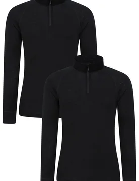 Merino Mens Base Layer Top 2-Pack - Black - Black - Size: 3XL - Mountain Warehouse - FashionsVida