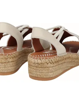 Sandalias de cuña Yuteflex de mujer de piel con elásticos - Viguera - FashionsVida