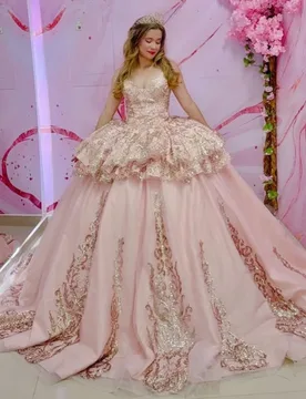 Shiny Pink Quinceanera Dresses off-shoulder Crystal Glitter Decal Lace Layering Long tail Vestido De 15 Quinceanera Customize - Aliexpress - FashionsVida