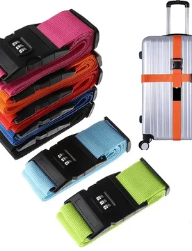 Asegura tu equipaje con un cinturón de embalaje con candado de combinación de colores múltiples, correa de sujeción para bolsa de viaje para viaje - Shein - FashionsVida